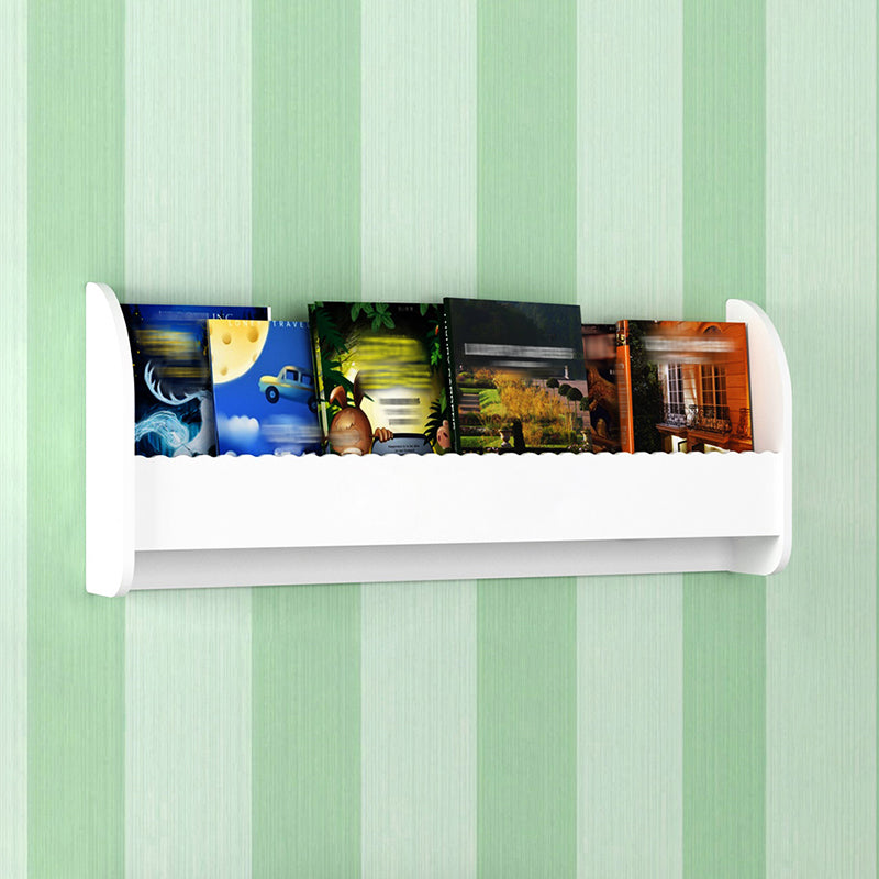 Contemporary Style Bookshelf Wall Mounted Horizontal Bookcase for Home Office 31.5"L x 4.3"W x 12.6"H White 1 Piece Clearhalo 'Bookcases' 'furn' 'furn_bookcases' 'Furniture' 'furniture_bookcases' 'kitchen' 'kitchen_bookcases' 'Living Room Furniture' 'Office Furniture' 4700790