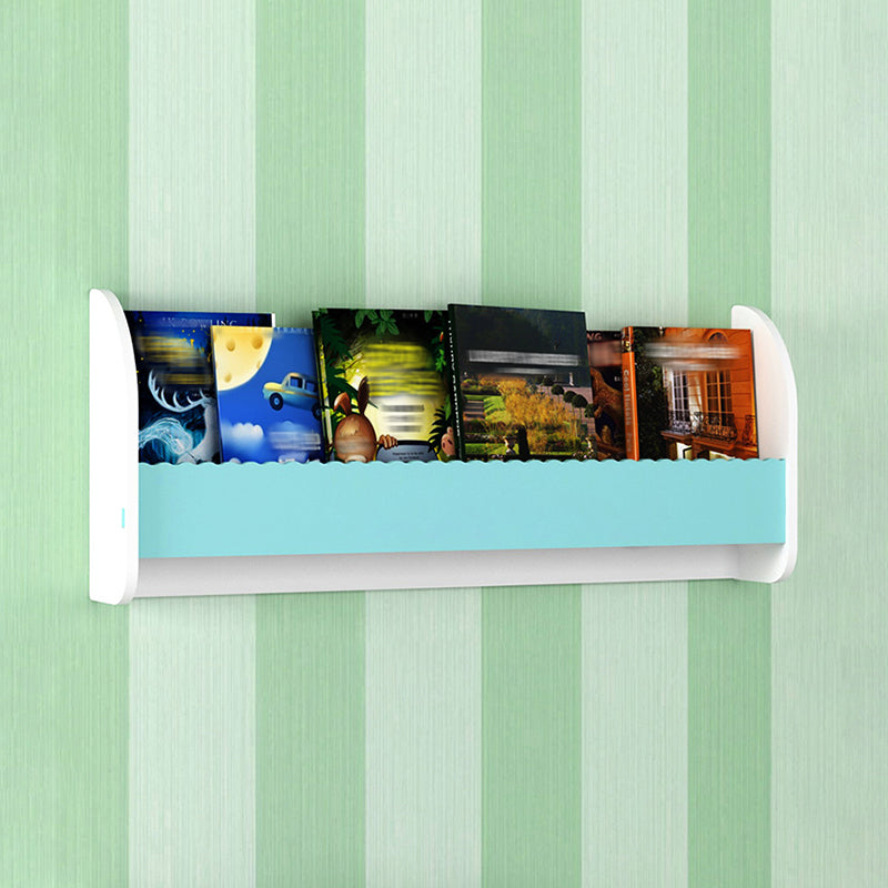 Contemporary Style Bookshelf Wall Mounted Horizontal Bookcase for Home Office 31.5"L x 4.3"W x 12.6"H White-Blue 1 Piece Clearhalo 'Bookcases' 'furn' 'furn_bookcases' 'Furniture' 'furniture_bookcases' 'kitchen' 'kitchen_bookcases' 'Living Room Furniture' 'Office Furniture' 4700793