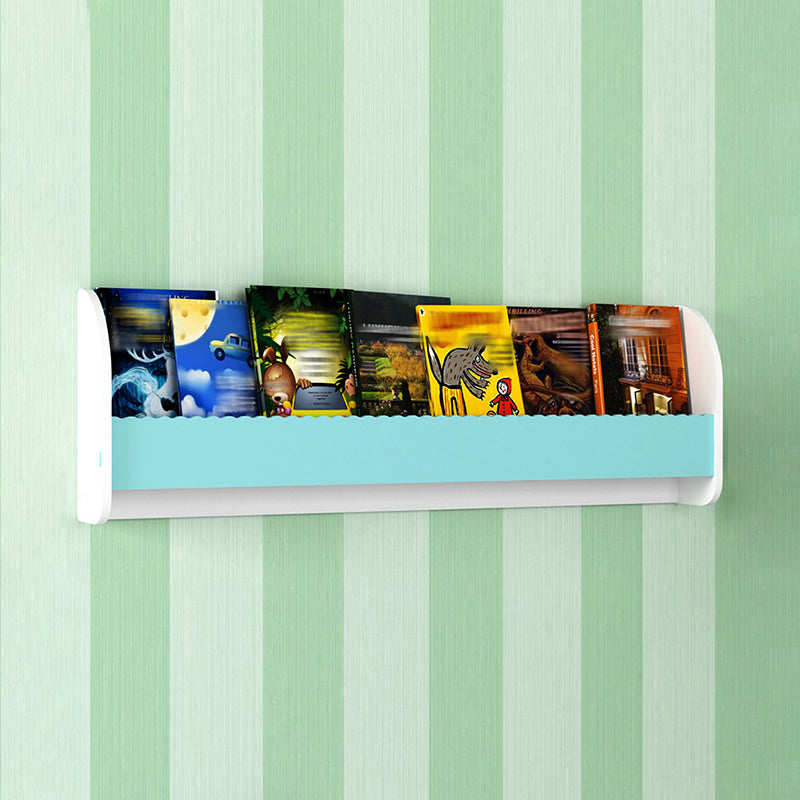 Contemporary Style Bookshelf Wall Mounted Horizontal Bookcase for Home Office 39.4"L x 4.3"W x 12.6"H White-Blue 1 Piece Clearhalo 'Bookcases' 'furn' 'furn_bookcases' 'Furniture' 'furniture_bookcases' 'kitchen' 'kitchen_bookcases' 'Living Room Furniture' 'Office Furniture' 4700794