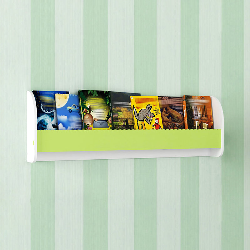 Contemporary Style Bookshelf Wall Mounted Horizontal Bookcase for Home Office 39.4"L x 4.3"W x 12.6"H White-Green 1 Piece Clearhalo 'Bookcases' 'furn' 'furn_bookcases' 'Furniture' 'furniture_bookcases' 'kitchen' 'kitchen_bookcases' 'Living Room Furniture' 'Office Furniture' 4700797