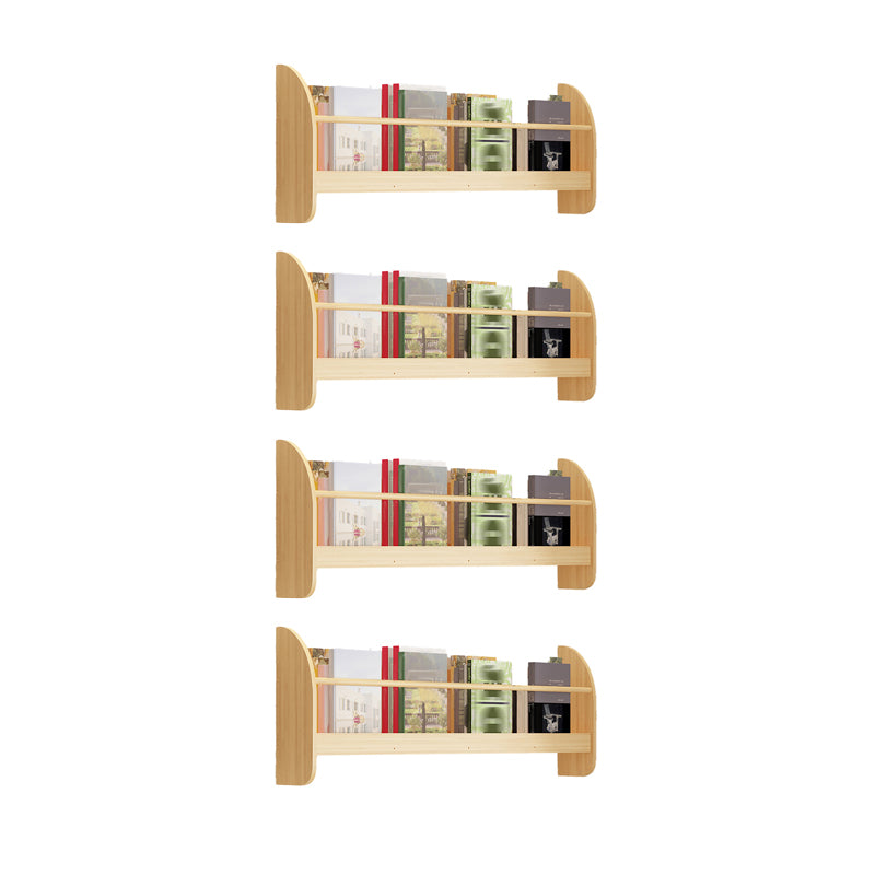 Contemporary Style Bookshelf Wall Mounted Horizontal Bookcase for Home Office 39.4"L x 4.3"W x 12.6"H Natural 4 Piece Set Clearhalo 'Bookcases' 'furn' 'furn_bookcases' 'Furniture' 'furniture_bookcases' 'kitchen' 'kitchen_bookcases' 'Living Room Furniture' 'Office Furniture' 4700800