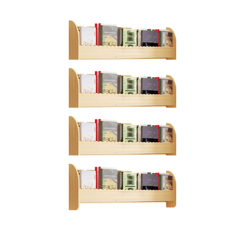 Contemporary Style Bookshelf Wall Mounted Horizontal Bookcase for Home Office 47.2"L x 4.3"W x 12.6"H Light Apricot 4 Piece Set Clearhalo 'Bookcases' 'furn' 'furn_bookcases' 'Furniture' 'furniture_bookcases' 'kitchen' 'kitchen_bookcases' 'Living Room Furniture' 'Office Furniture' 4700805
