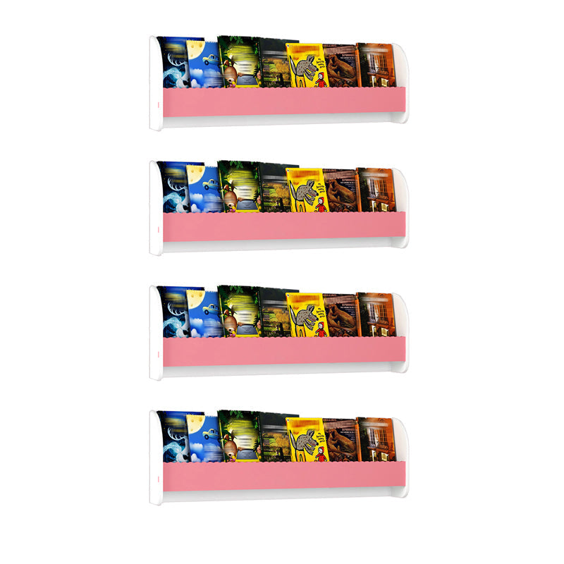 Contemporary Style Bookshelf Wall Mounted Horizontal Bookcase for Home Office 39.4"L x 4.3"W x 12.6"H White-Pink 4 Piece Set Clearhalo 'Bookcases' 'furn' 'furn_bookcases' 'Furniture' 'furniture_bookcases' 'kitchen' 'kitchen_bookcases' 'Living Room Furniture' 'Office Furniture' 4700808