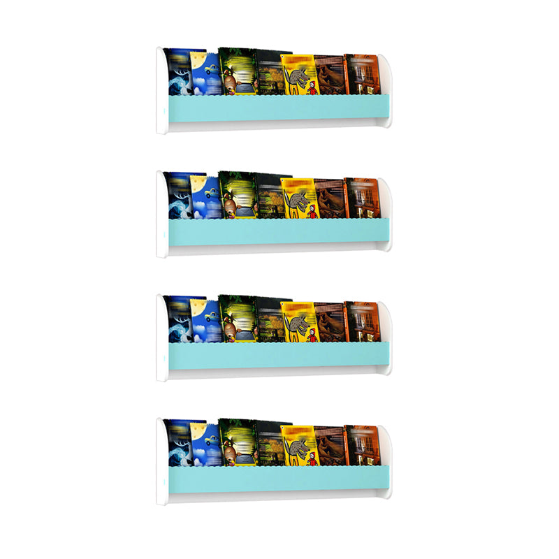 Contemporary Style Bookshelf Wall Mounted Horizontal Bookcase for Home Office 39.4"L x 4.3"W x 12.6"H White-Blue 4 Piece Set Clearhalo 'Bookcases' 'furn' 'furn_bookcases' 'Furniture' 'furniture_bookcases' 'kitchen' 'kitchen_bookcases' 'Living Room Furniture' 'Office Furniture' 4700814