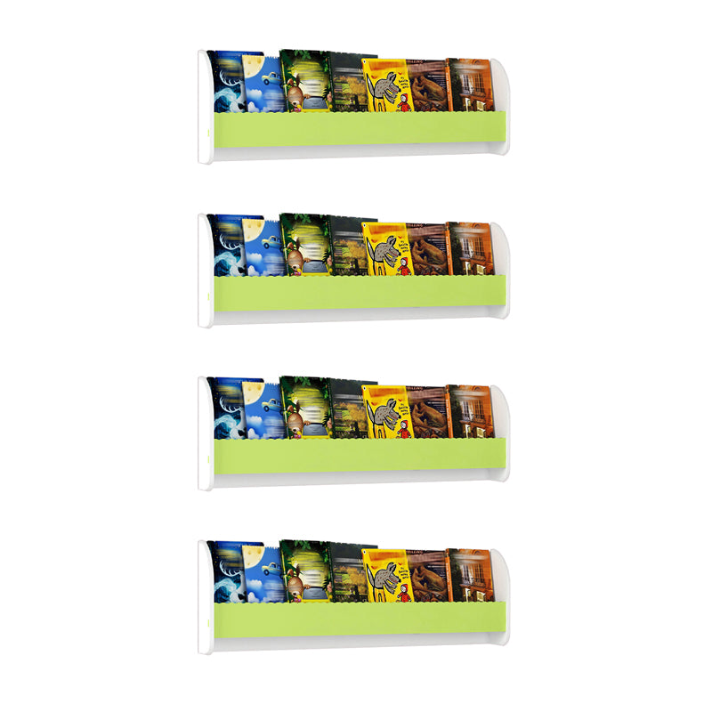 Contemporary Style Bookshelf Wall Mounted Horizontal Bookcase for Home Office 39.4"L x 4.3"W x 12.6"H White-Green 4 Piece Set Clearhalo 'Bookcases' 'furn' 'furn_bookcases' 'Furniture' 'furniture_bookcases' 'kitchen' 'kitchen_bookcases' 'Living Room Furniture' 'Office Furniture' 4700817