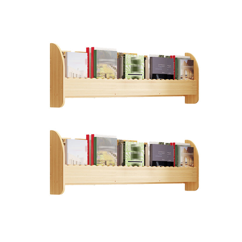 Contemporary Style Bookshelf Wall Mounted Horizontal Bookcase for Home Office 47.2"L x 4.3"W x 12.6"H Light Apricot 2 Piece Set Clearhalo 'Bookcases' 'furn' 'furn_bookcases' 'Furniture' 'furniture_bookcases' 'kitchen' 'kitchen_bookcases' 'Living Room Furniture' 'Office Furniture' 4700825