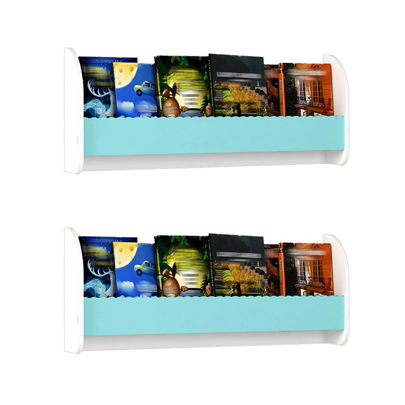 Contemporary Style Bookshelf Wall Mounted Horizontal Bookcase for Home Office 31.5"L x 4.3"W x 12.6"H White-Blue 2 Piece Set Clearhalo 'Bookcases' 'furn' 'furn_bookcases' 'Furniture' 'furniture_bookcases' 'kitchen' 'kitchen_bookcases' 'Living Room Furniture' 'Office Furniture' 4700833