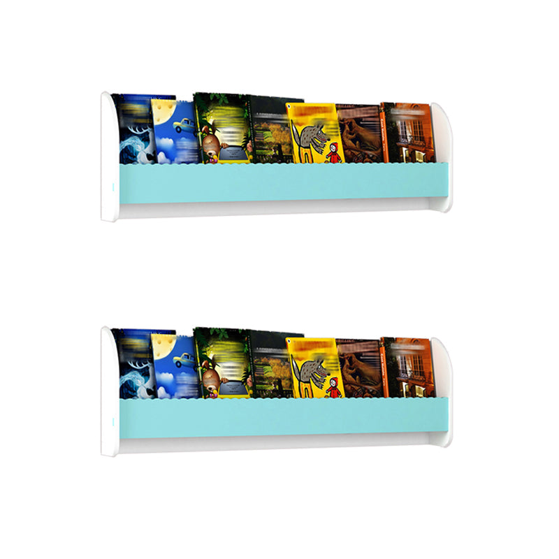 Contemporary Style Bookshelf Wall Mounted Horizontal Bookcase for Home Office 39.4"L x 4.3"W x 12.6"H White-Blue 2 Piece Set Clearhalo 'Bookcases' 'furn' 'furn_bookcases' 'Furniture' 'furniture_bookcases' 'kitchen' 'kitchen_bookcases' 'Living Room Furniture' 'Office Furniture' 4700834