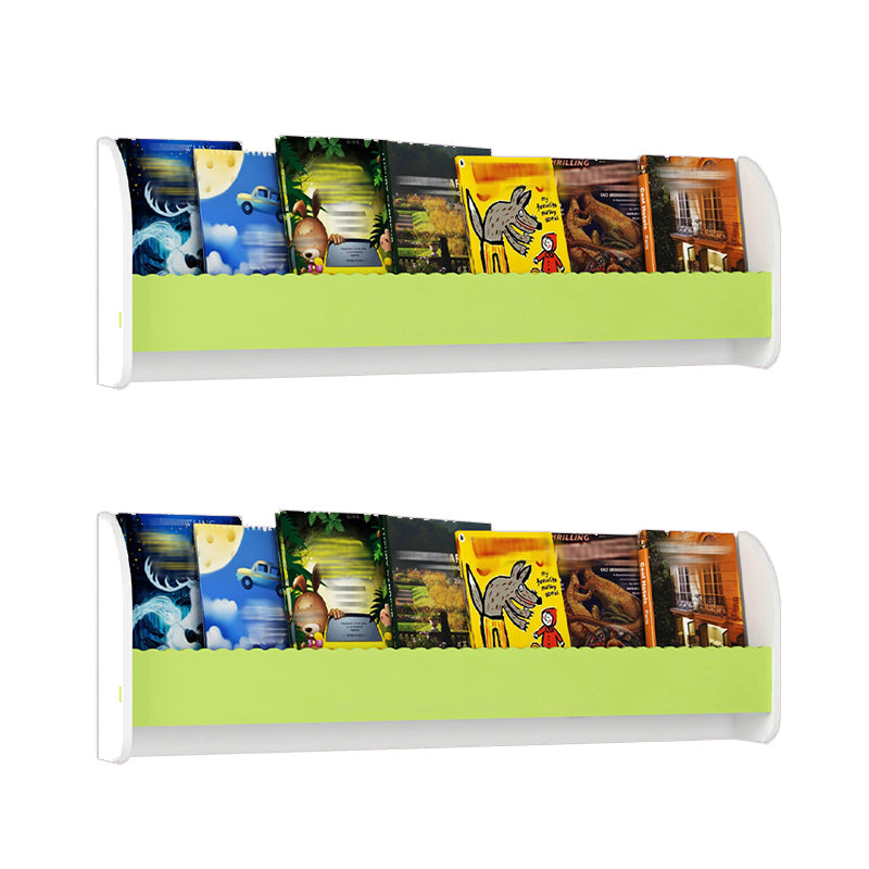 Contemporary Style Bookshelf Wall Mounted Horizontal Bookcase for Home Office 39.4"L x 4.3"W x 12.6"H White-Green 2 Piece Set Clearhalo 'Bookcases' 'furn' 'furn_bookcases' 'Furniture' 'furniture_bookcases' 'kitchen' 'kitchen_bookcases' 'Living Room Furniture' 'Office Furniture' 4700837