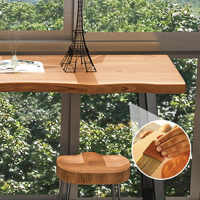 Brown Modern Style Specialty Bar Table Wood and Iron Coffee Shop Bar Table Clearhalo 'Bar Furniture' 'Bar Tables' 'bar_tables' 'furn' 'furn_bar_tables' 'Furniture' 'furniture_bar_tables' 'Kitchen & Dining Furniture' 4705374