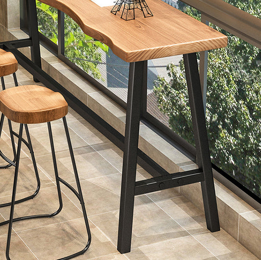 Brown Modern Style Specialty Bar Table Wood and Iron Coffee Shop Bar Table Clearhalo 'Bar Furniture' 'Bar Tables' 'bar_tables' 'furn' 'furn_bar_tables' 'Furniture' 'furniture_bar_tables' 'Kitchen & Dining Furniture' 4705375