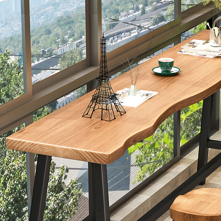 Brown Modern Style Specialty Bar Table Wood and Iron Coffee Shop Bar Table Clearhalo 'Bar Furniture' 'Bar Tables' 'bar_tables' 'furn' 'furn_bar_tables' 'Furniture' 'furniture_bar_tables' 'Kitchen & Dining Furniture' 4705376