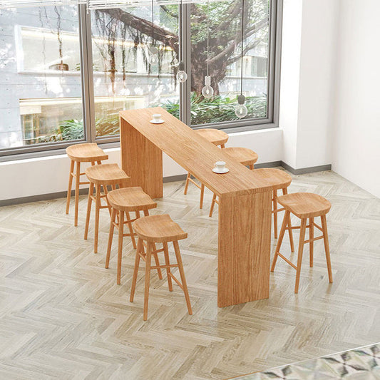 Light Brown Industrial Style Bar Table Solid Wood Indoor Casual Bar Table Clearhalo 'Bar Furniture' 'Bar Tables' 'bar_tables' 'furn' 'furn_bar_tables' 'Furniture' 'furniture_bar_tables' 'Kitchen & Dining Furniture' 4705393