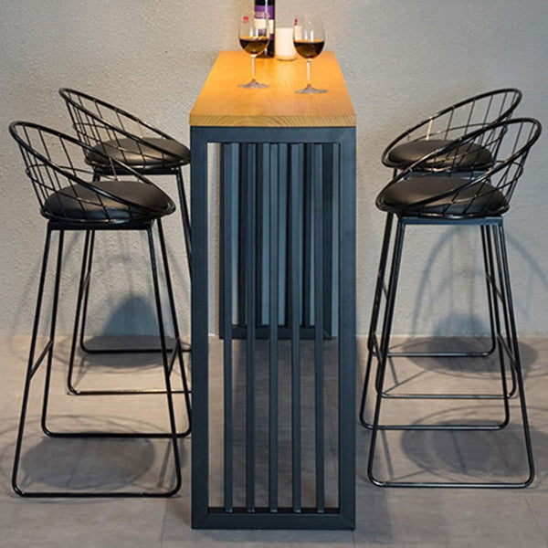 Modern Style Bar Table in Solid Wood and Metal Brown Balcony Bar Table Clearhalo 'Bar Furniture' 'Bar Tables' 'bar_tables' 'furn' 'furn_bar_tables' 'Furniture' 'furniture_bar_tables' 'Kitchen & Dining Furniture' 4705408