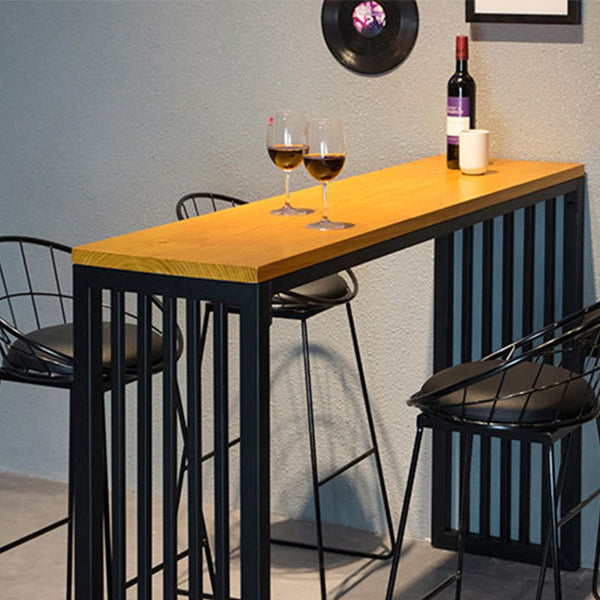 Modern Style Bar Table in Solid Wood and Metal Brown Balcony Bar Table Clearhalo 'Bar Furniture' 'Bar Tables' 'bar_tables' 'furn' 'furn_bar_tables' 'Furniture' 'furniture_bar_tables' 'Kitchen & Dining Furniture' 4705410