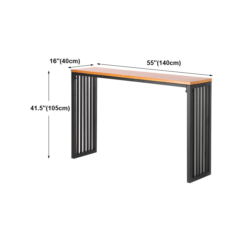 Modern Style Bar Table in Solid Wood and Metal Brown Balcony Bar Table Clearhalo 'Bar Furniture' 'Bar Tables' 'bar_tables' 'furn' 'furn_bar_tables' 'Furniture' 'furniture_bar_tables' 'Kitchen & Dining Furniture' 4705413