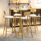 White Glam Style Round and Square Bar Table in Iron and Marble Milk Tea Shop Bar Table 21.7"L x 21.7"W x 37.4"H Round Without Chairs Clearhalo 'Bar Furniture' 'Bar Tables' 'bar_tables' 'furn' 'furn_bar_tables' 'Furniture' 'furniture_bar_tables' 'Kitchen & Dining Furniture' 4705421