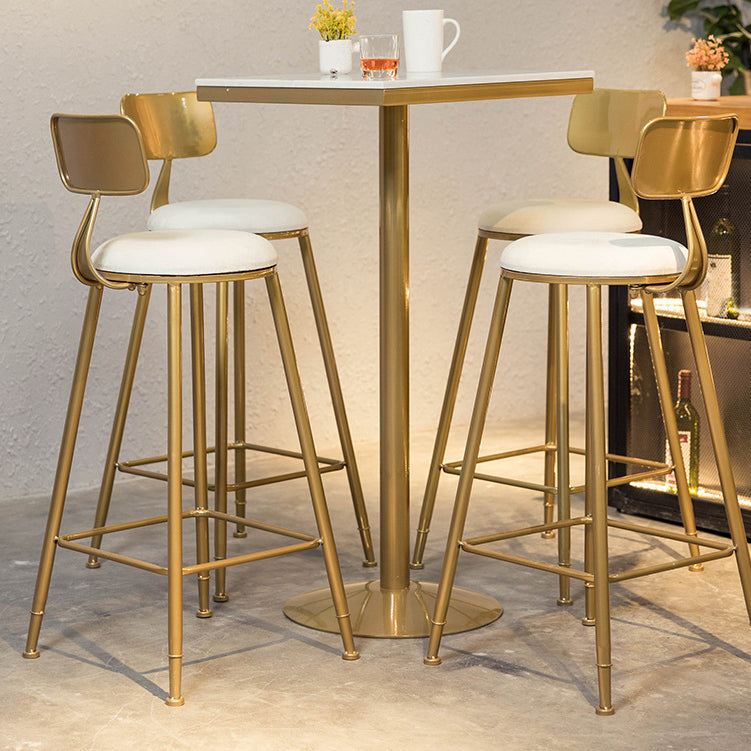 White Glam Style Round and Square Bar Table in Iron and Marble Milk Tea Shop Bar Table 21.7"L x 21.7"W x 41.3"H Square Without Chairs Clearhalo 'Bar Furniture' 'Bar Tables' 'bar_tables' 'furn' 'furn_bar_tables' 'Furniture' 'furniture_bar_tables' 'Kitchen & Dining Furniture' 4705422