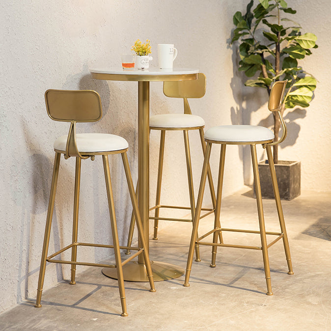White Glam Style Round and Square Bar Table in Iron and Marble Milk Tea Shop Bar Table Clearhalo 'Bar Furniture' 'Bar Tables' 'bar_tables' 'furn' 'furn_bar_tables' 'Furniture' 'furniture_bar_tables' 'Kitchen & Dining Furniture' 4705426