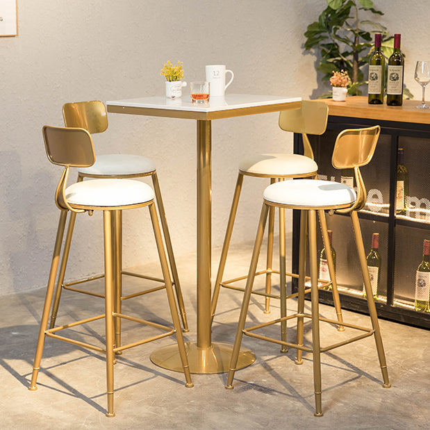 White Glam Style Round and Square Bar Table in Iron and Marble Milk Tea Shop Bar Table Clearhalo 'Bar Furniture' 'Bar Tables' 'bar_tables' 'furn' 'furn_bar_tables' 'Furniture' 'furniture_bar_tables' 'Kitchen & Dining Furniture' 4705427
