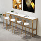White Glam Style Bar Table in Iron Top and Faux Marble Milk Tea Shop Bar Table 63"L x 15.7"W x 41.3"H Without Chairs Clearhalo 'Bar Furniture' 'Bar Tables' 'bar_tables' 'furn' 'furn_bar_tables' 'Furniture' 'furniture_bar_tables' 'Kitchen & Dining Furniture' 4705437