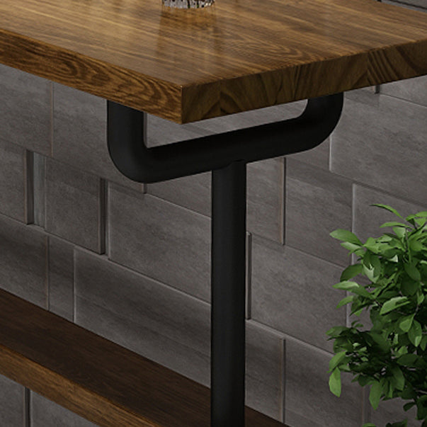 Brown Industrial Style Bar Table Pine Wood Milk Tea Shop Casual Bar Table Clearhalo 'Bar Furniture' 'Bar Tables' 'bar_tables' 'furn' 'furn_bar_tables' 'Furniture' 'furniture_bar_tables' 'Kitchen & Dining Furniture' 4705453