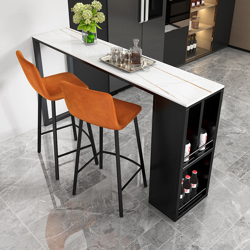 Gray White and Black Modern Style Bar Table in Marble and Metal Milk Tea Shop Bar Table White-Gold Without Chairs Clearhalo 'Bar Furniture' 'Bar Tables' 'bar_tables' 'furn' 'furn_bar_tables' 'Furniture' 'furniture_bar_tables' 'Kitchen & Dining Furniture' 4705469