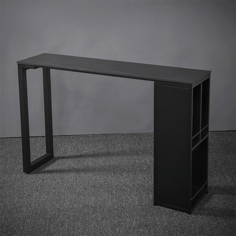Gray White and Black Modern Style Bar Table in Marble and Metal Milk Tea Shop Bar Table Black-Gold Without Chairs Clearhalo 'Bar Furniture' 'Bar Tables' 'bar_tables' 'furn' 'furn_bar_tables' 'Furniture' 'furniture_bar_tables' 'Kitchen & Dining Furniture' 4705470