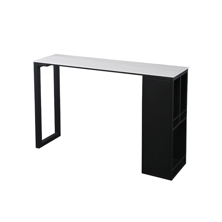 Gray White and Black Modern Style Bar Table in Marble and Metal Milk Tea Shop Bar Table 78.7"L x 15.7"W x 41.3"H White-Gold Without Chairs Clearhalo 'Bar Furniture' 'Bar Tables' 'bar_tables' 'furn' 'furn_bar_tables' 'Furniture' 'furniture_bar_tables' 'Kitchen & Dining Furniture' 4705474