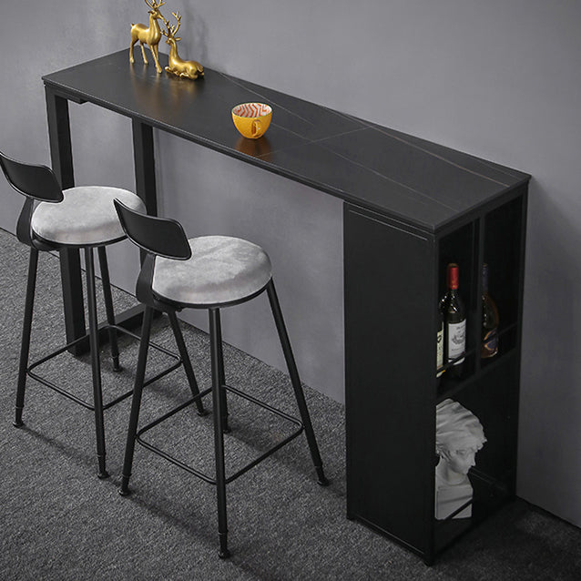 Gray White and Black Modern Style Bar Table in Marble and Metal Milk Tea Shop Bar Table Clearhalo 'Bar Furniture' 'Bar Tables' 'bar_tables' 'furn' 'furn_bar_tables' 'Furniture' 'furniture_bar_tables' 'Kitchen & Dining Furniture' 4705481