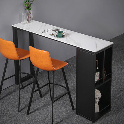 Gray White and Black Modern Style Bar Table in Marble and Metal Milk Tea Shop Bar Table White Without Chairs Clearhalo 'Bar Furniture' 'Bar Tables' 'bar_tables' 'furn' 'furn_bar_tables' 'Furniture' 'furniture_bar_tables' 'Kitchen & Dining Furniture' 4705482
