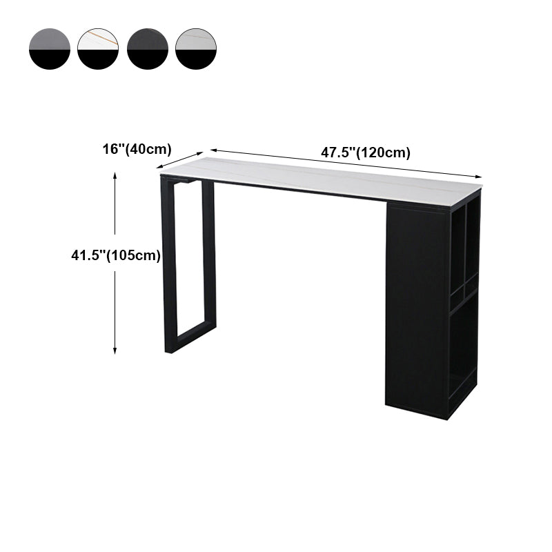 Gray White and Black Modern Style Bar Table in Marble and Metal Milk Tea Shop Bar Table Clearhalo 'Bar Furniture' 'Bar Tables' 'bar_tables' 'furn' 'furn_bar_tables' 'Furniture' 'furniture_bar_tables' 'Kitchen & Dining Furniture' 4705485