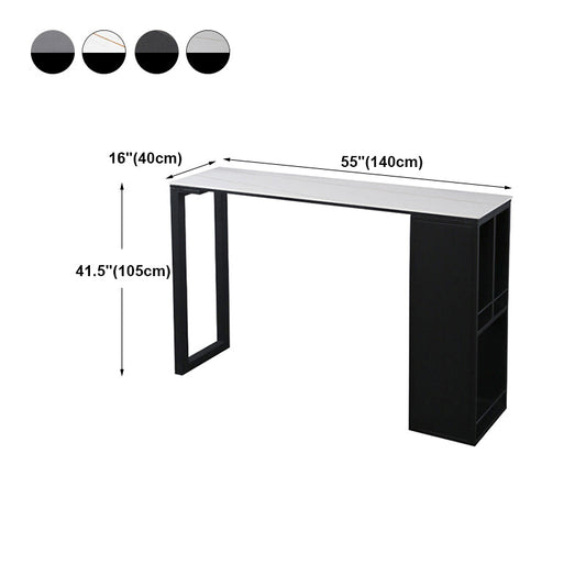 Gray White and Black Modern Style Bar Table in Marble and Metal Milk Tea Shop Bar Table Clearhalo 'Bar Furniture' 'Bar Tables' 'bar_tables' 'furn' 'furn_bar_tables' 'Furniture' 'furniture_bar_tables' 'Kitchen & Dining Furniture' 4705486
