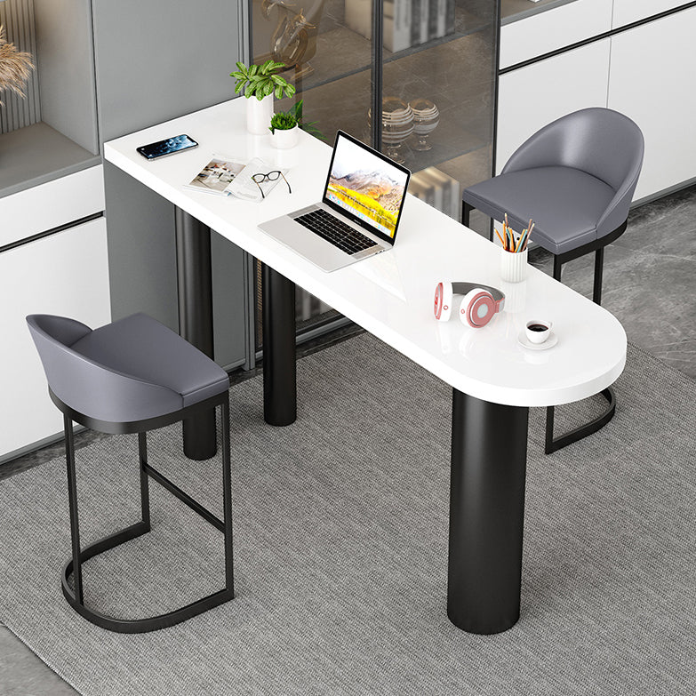 White Modern Style Specialty Bar Table in Faux Marble and Wood Milk Tea Shop Bar Table 47.2"L x 15.7"W x 41.3"H White Black Clearhalo 'Bar Furniture' 'Bar Tables' 'bar_tables' 'furn' 'furn_bar_tables' 'Furniture' 'furniture_bar_tables' 'Kitchen & Dining Furniture' 4705496