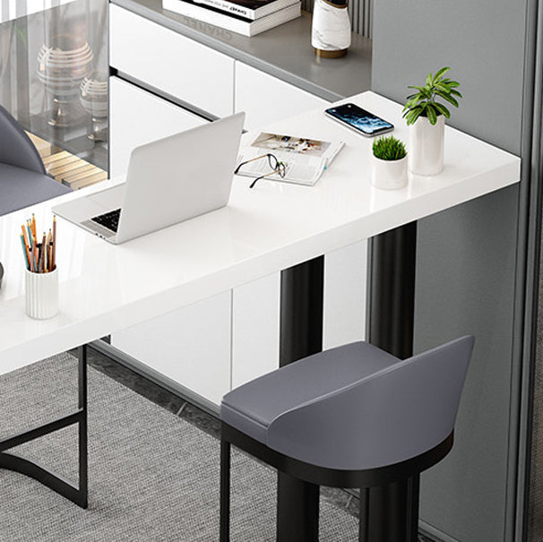 White Modern Style Specialty Bar Table in Faux Marble and Wood Milk Tea Shop Bar Table Clearhalo 'Bar Furniture' 'Bar Tables' 'bar_tables' 'furn' 'furn_bar_tables' 'Furniture' 'furniture_bar_tables' 'Kitchen & Dining Furniture' 4705498