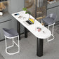 White Modern Style Specialty Bar Table in Faux Marble and Wood Milk Tea Shop Bar Table Clearhalo 'Bar Furniture' 'Bar Tables' 'bar_tables' 'furn' 'furn_bar_tables' 'Furniture' 'furniture_bar_tables' 'Kitchen & Dining Furniture' 4705504