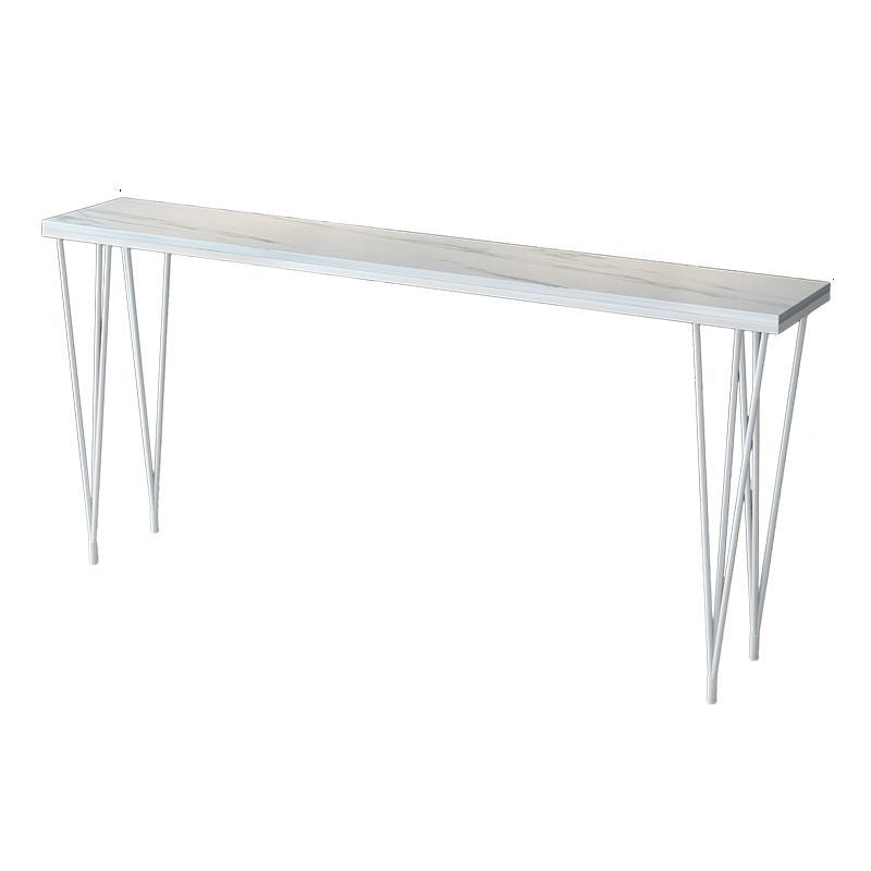 White and Black Glam Style Bar Table in Iron Top and Faux Marble Milk Tea Shop Bar Table White White Clearhalo 'Bar Furniture' 'Bar Tables' 'bar_tables' 'furn' 'furn_bar_tables' 'Furniture' 'furniture_bar_tables' 'Kitchen & Dining Furniture' 4705510