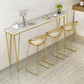 White and Black Glam Style Bar Table in Iron Top and Faux Marble Milk Tea Shop Bar Table 63"L x 15.7"W x 41.3"H Gold White Clearhalo 'Bar Furniture' 'Bar Tables' 'bar_tables' 'furn' 'furn_bar_tables' 'Furniture' 'furniture_bar_tables' 'Kitchen & Dining Furniture' 4705513