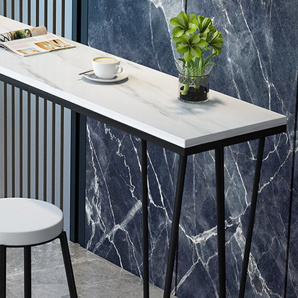 White and Black Glam Style Bar Table in Iron Top and Faux Marble Milk Tea Shop Bar Table Clearhalo 'Bar Furniture' 'Bar Tables' 'bar_tables' 'furn' 'furn_bar_tables' 'Furniture' 'furniture_bar_tables' 'Kitchen & Dining Furniture' 4705516