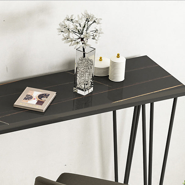 White and Black Glam Style Bar Table in Iron Top and Faux Marble Milk Tea Shop Bar Table Clearhalo 'Bar Furniture' 'Bar Tables' 'bar_tables' 'furn' 'furn_bar_tables' 'Furniture' 'furniture_bar_tables' 'Kitchen & Dining Furniture' 4705517