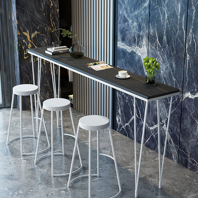 White and Black Glam Style Bar Table in Iron Top and Faux Marble Milk Tea Shop Bar Table White Black Clearhalo 'Bar Furniture' 'Bar Tables' 'bar_tables' 'furn' 'furn_bar_tables' 'Furniture' 'furniture_bar_tables' 'Kitchen & Dining Furniture' 4705518