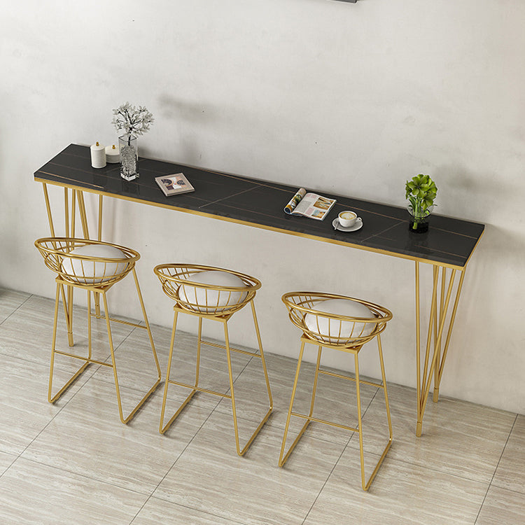 White and Black Glam Style Bar Table in Iron Top and Faux Marble Milk Tea Shop Bar Table Gold Black Clearhalo 'Bar Furniture' 'Bar Tables' 'bar_tables' 'furn' 'furn_bar_tables' 'Furniture' 'furniture_bar_tables' 'Kitchen & Dining Furniture' 4705521