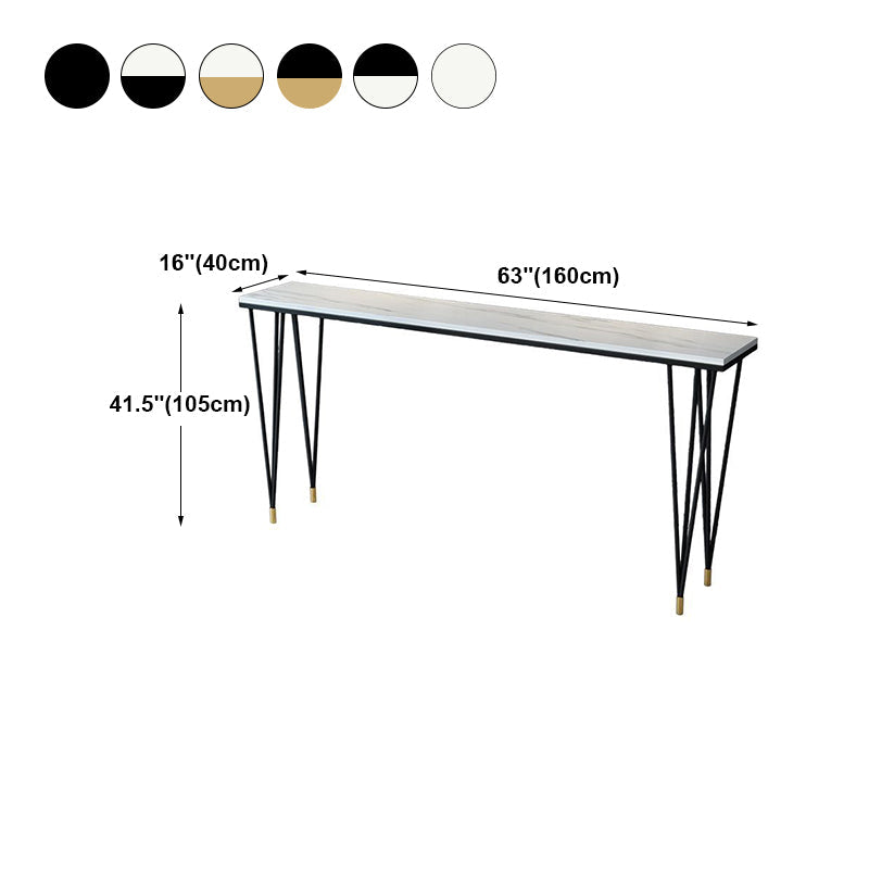 White and Black Glam Style Bar Table in Iron Top and Faux Marble Milk Tea Shop Bar Table Clearhalo 'Bar Furniture' 'Bar Tables' 'bar_tables' 'furn' 'furn_bar_tables' 'Furniture' 'furniture_bar_tables' 'Kitchen & Dining Furniture' 4705522
