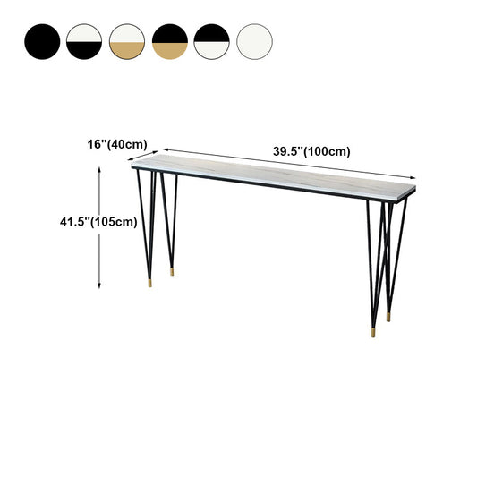 White and Black Glam Style Bar Table in Iron Top and Faux Marble Milk Tea Shop Bar Table Clearhalo 'Bar Furniture' 'Bar Tables' 'bar_tables' 'furn' 'furn_bar_tables' 'Furniture' 'furniture_bar_tables' 'Kitchen & Dining Furniture' 4705523