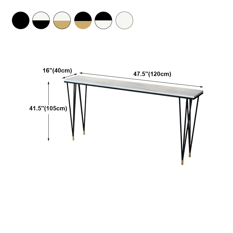 White and Black Glam Style Bar Table in Iron Top and Faux Marble Milk Tea Shop Bar Table Clearhalo 'Bar Furniture' 'Bar Tables' 'bar_tables' 'furn' 'furn_bar_tables' 'Furniture' 'furniture_bar_tables' 'Kitchen & Dining Furniture' 4705525