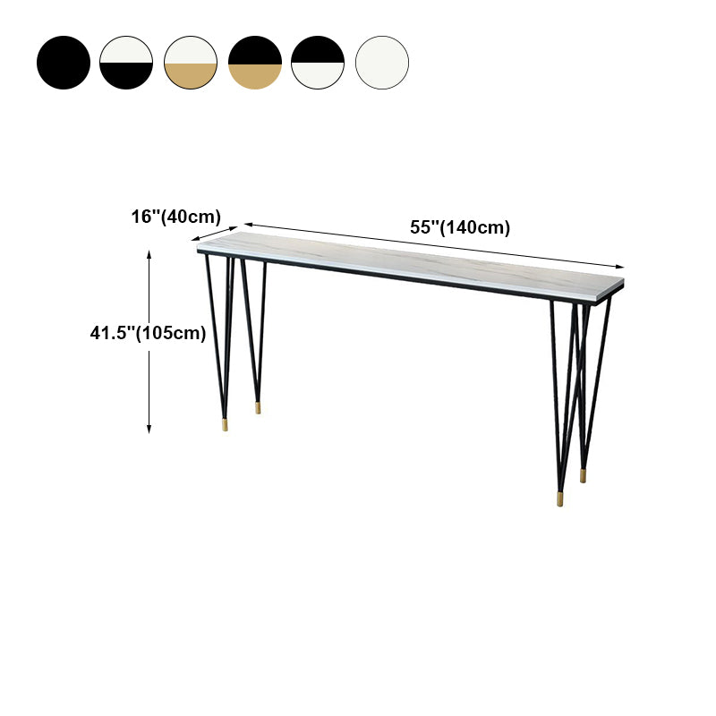 White and Black Glam Style Bar Table in Iron Top and Faux Marble Milk Tea Shop Bar Table Clearhalo 'Bar Furniture' 'Bar Tables' 'bar_tables' 'furn' 'furn_bar_tables' 'Furniture' 'furniture_bar_tables' 'Kitchen & Dining Furniture' 4705526