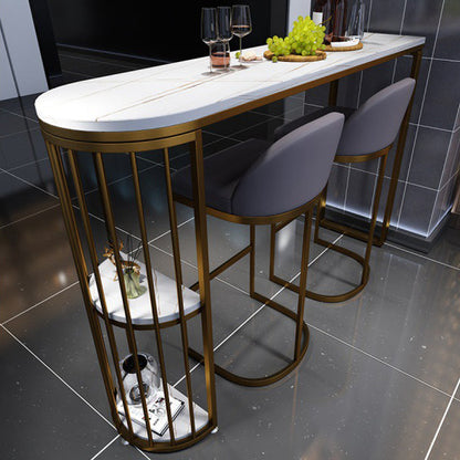 White Modern Style Bar Table in Faux Marble and Metal Specialty Coffee Shop Bar Table Gold Without Chairs Clearhalo 'Bar Furniture' 'Bar Tables' 'bar_tables' 'furn' 'furn_bar_tables' 'Furniture' 'furniture_bar_tables' 'Kitchen & Dining Furniture' 4705529