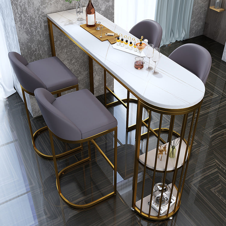 White Modern Style Bar Table in Faux Marble and Metal Specialty Coffee Shop Bar Table Clearhalo 'Bar Furniture' 'Bar Tables' 'bar_tables' 'furn' 'furn_bar_tables' 'Furniture' 'furniture_bar_tables' 'Kitchen & Dining Furniture' 4705537