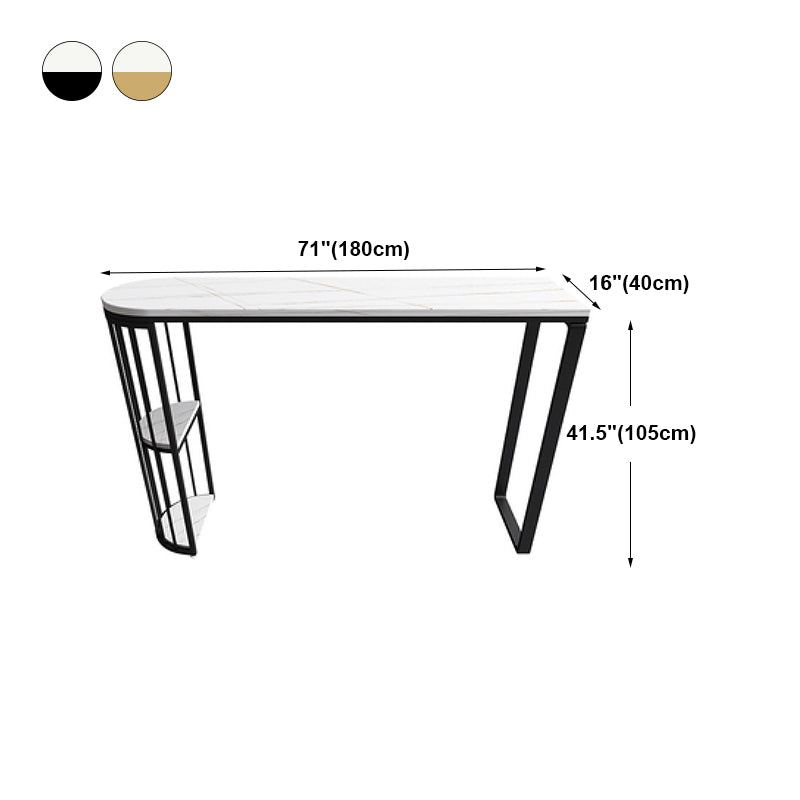 White Modern Style Bar Table in Faux Marble and Metal Specialty Coffee Shop Bar Table Clearhalo 'Bar Furniture' 'Bar Tables' 'bar_tables' 'furn' 'furn_bar_tables' 'Furniture' 'furniture_bar_tables' 'Kitchen & Dining Furniture' 4705544