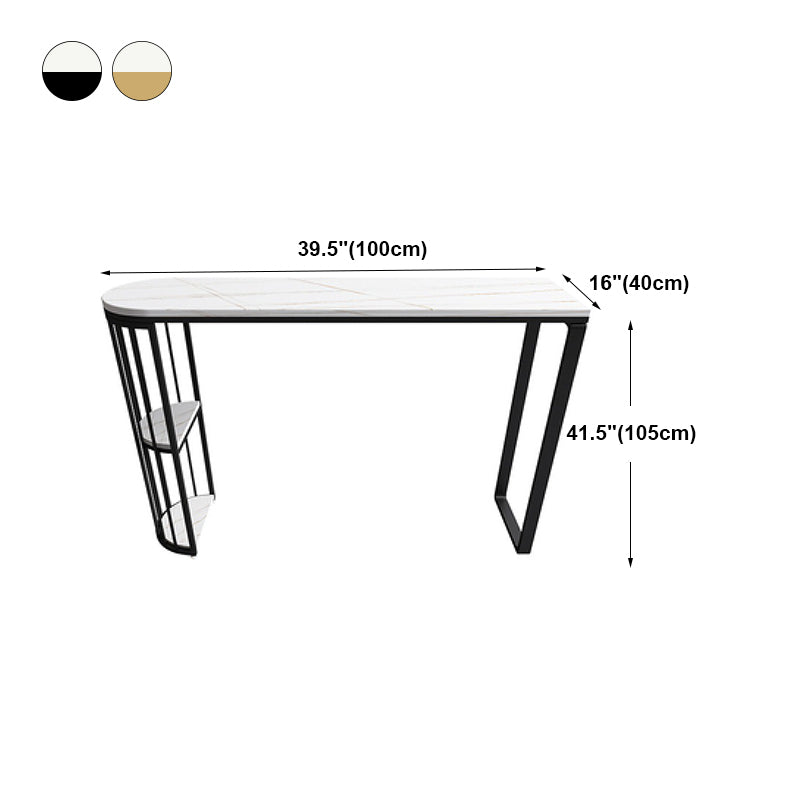 White Modern Style Bar Table in Faux Marble and Metal Specialty Milk Tea Shop Bar Table Clearhalo 'Bar Furniture' 'Bar Tables' 'bar_tables' 'furn' 'furn_bar_tables' 'Furniture' 'furniture_bar_tables' 'Kitchen & Dining Furniture' 4705561
